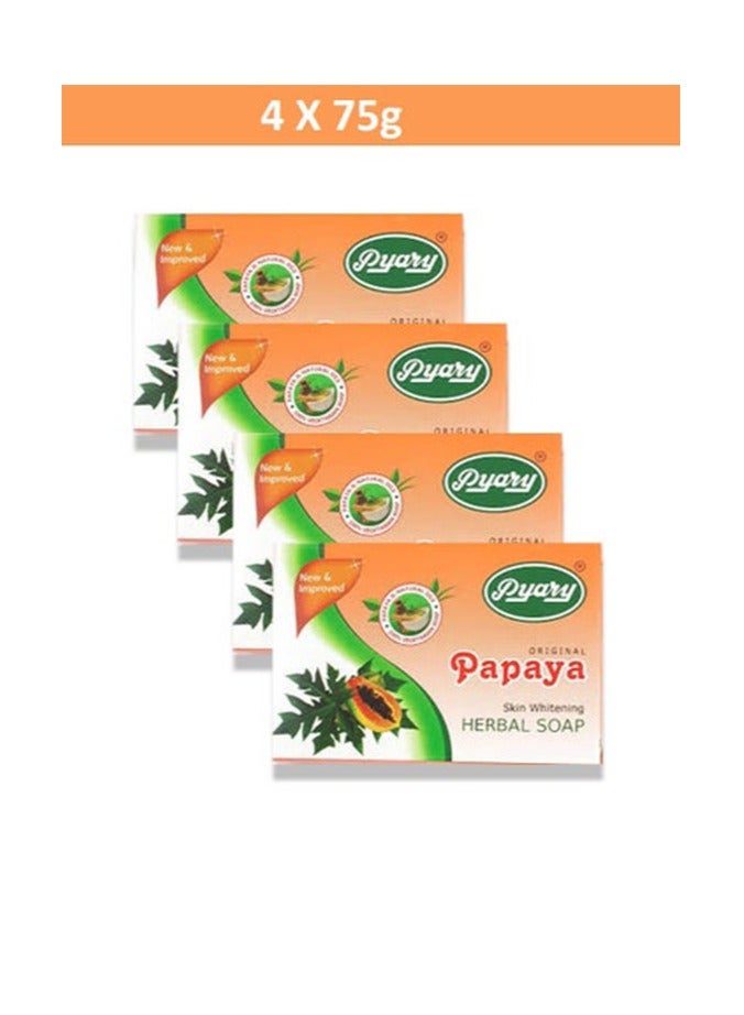 بياري حزمة من 4 صابون أعشاب البابايا الأصلي مصنوع يدويًا 4 × 75 جرام - Image 1